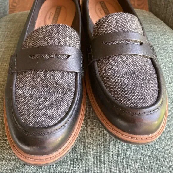 Clarks Women’s Comfort tweed black combo loafers new without tags size 8.5! 😍 - Picture 5 of 9